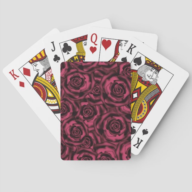 Jeu De Cartes Roses de Bourgogne foncée. (dos)