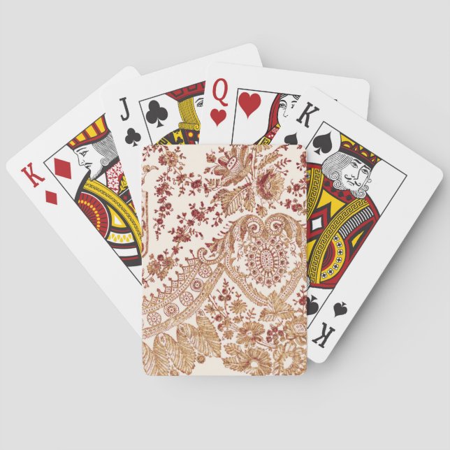 Jeu De Cartes Roses De Dentelles Or Et Rouge (dos)