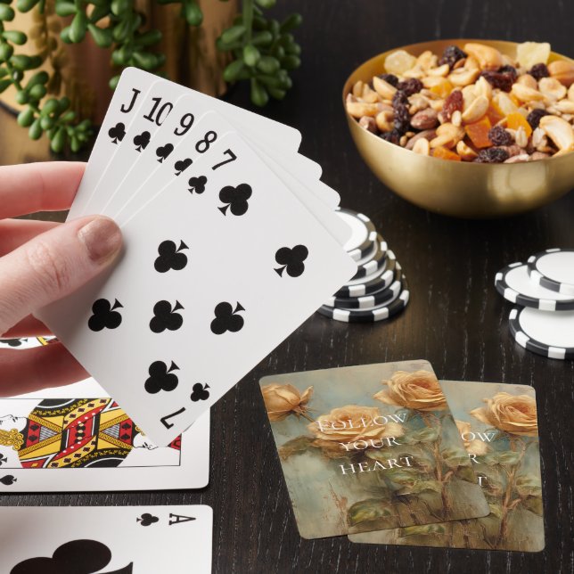 Jeu De Cartes Roses Florales Romantiques aux Pêches (In Situ)