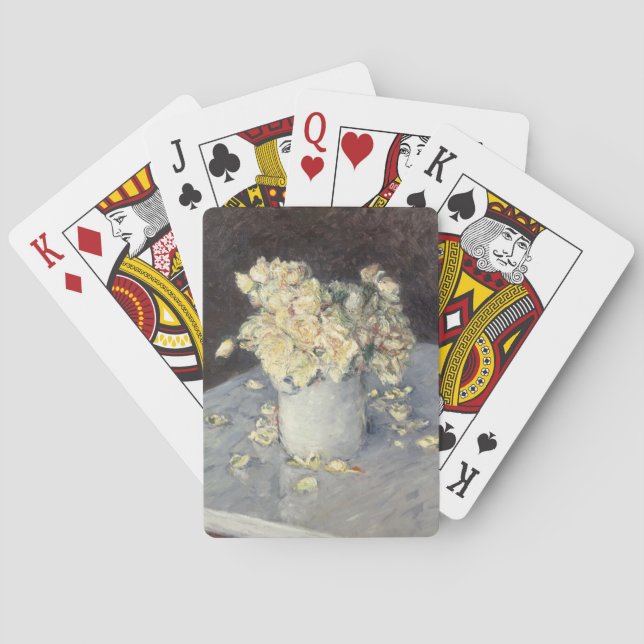 Jeu De Cartes Roses jaunes dans un vase de Caillebott Impression (dos)