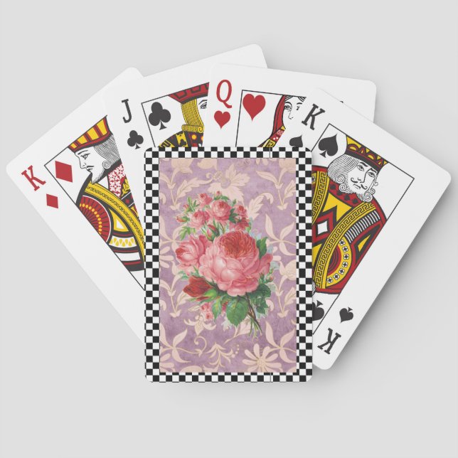 Jeu De Cartes Roses roses roses vintages Arlequin (dos)