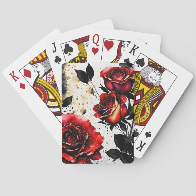 Jeu De Cartes Roses rouges aux tiges noires (dos)