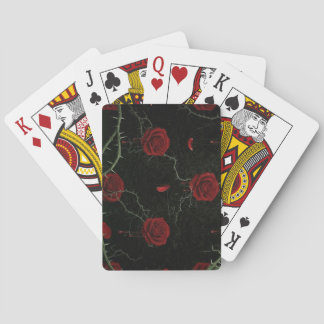 Jeu De Cartes Roses Rouges Foncés Épines Motif Gothique