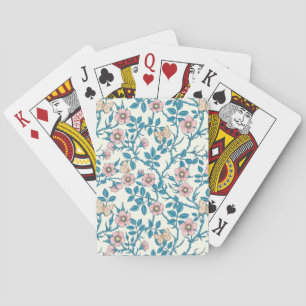 Jeu De Cartes Roses sauvages et papillons /rose/bleu/blanc cassé