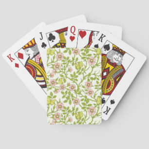 Jeu De Cartes Roses sauvages et papillons /rose/vert pâle/jaune