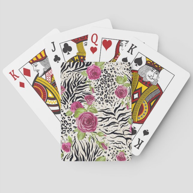 Jeu De Cartes Roses sur Motif animal (dos)