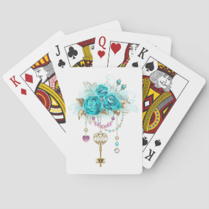 Jeu De Cartes Roses Turquoise avec Clés
