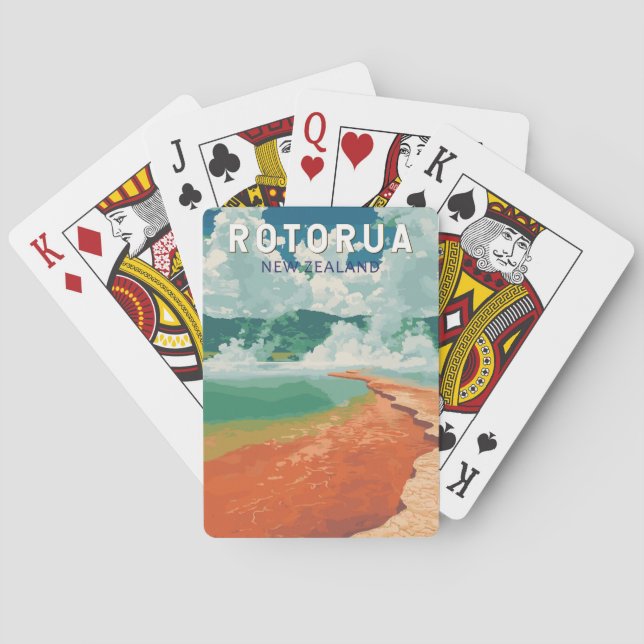 Jeu De Cartes Rotorua Nouvelle-Zélande Illustration Voyage Art R (dos)