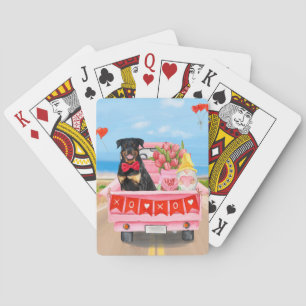 Jeu De Cartes Rottweiler Chien Saint-Valentin Camion Cœurs