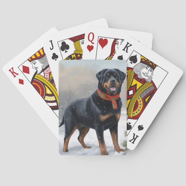 Jeu De Cartes Rottweiler dans la neige Noël (dos)