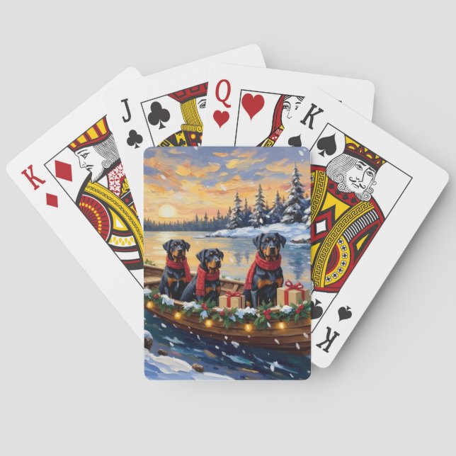 Jeu De Cartes Rottweiler Noël Bateau Fêtes (dos)