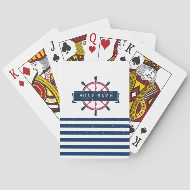 Jeu De Cartes Roue nautique, Bleu de la Marine (dos)