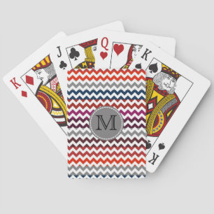 Jeu De Cartes Rouge blanc gris Chevron Zigzag Monogramme