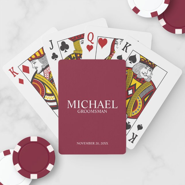 Jeu De Cartes Rouge bordeaux Groomsmen Personnalisé Jouer aux ca (Créateur téléchargé)