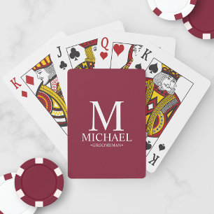 Jeu De Cartes Rouge bordeaux Groomsmen Personnalisé Jouer aux ca