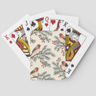 Jeu De Cartes Rouge Cardinal Vintage Crème de Baie de Pin de Noë