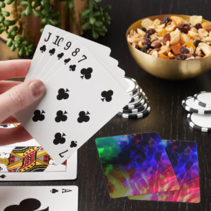 Jeu De Cartes Rouge clair et bleu foncé submergé par des vagues