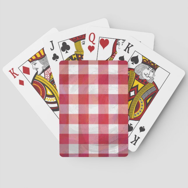Jeu De Cartes Rouge et blanc À damiers plaid (dos)