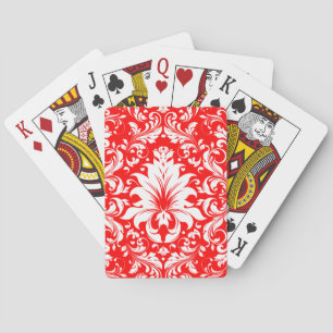 Jeu De Cartes Rouge et blanc Vintage Damas florales 2