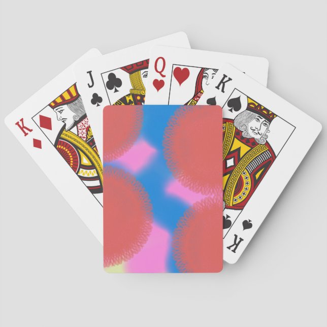 Jeu De Cartes rouge rose et bleu 56789 art abstrait (dos)
