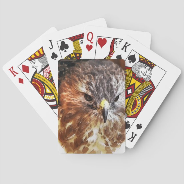 JEU DE CARTES ROUGE TAILLÉ HAWK (dos)