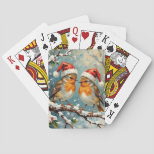 Jeu De Cartes Rouges-gorges vintage avec des chapeaux de Père No