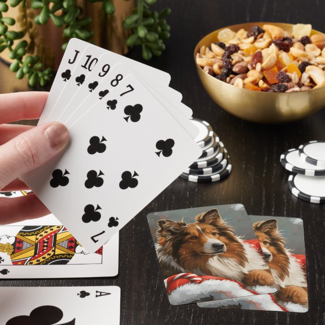 Jeu De Cartes Rough Collie Chien Festif de Noël (In Situ)
