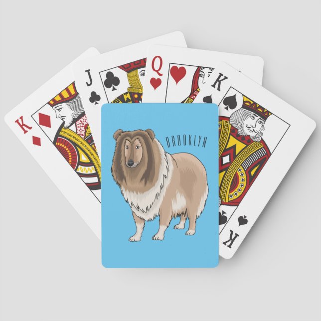 Jeu De Cartes Rough collie dog cartoon illustration  (dos)