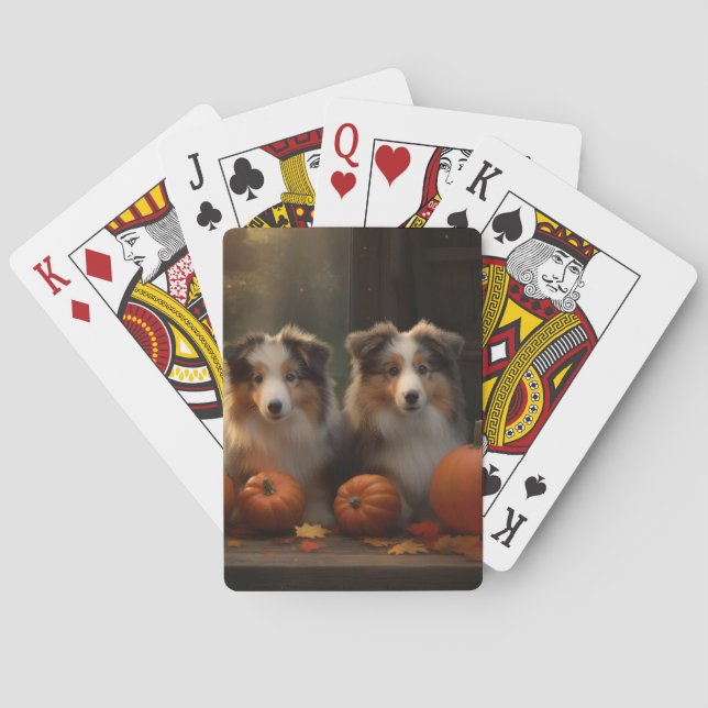 Jeu De Cartes Rough Collie Puppy Automne Citrouille de plaisir (dos)