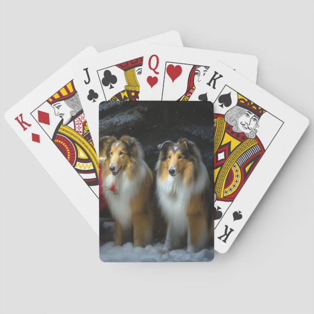 Jeu De Cartes Rough Collie Snowy Sleigh Décor de Noël (dos)