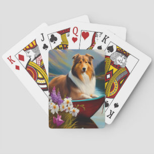 Jeu De Cartes Rough Collie sur une pagaie : une aventure Pittore