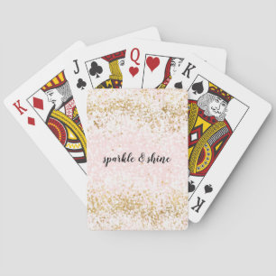 Jeu De Cartes Rougissent l'étincelle rose de confettis d'or