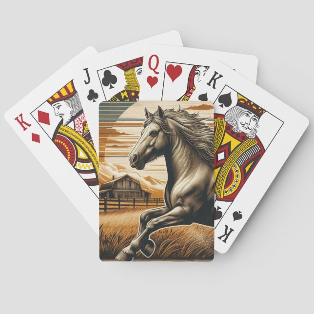 Jeu De Cartes Rouille/cheval vintage/Ouest (dos)