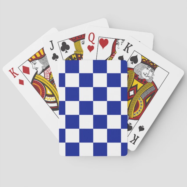 Jeu De Cartes Royal Blue et White À damiers Motif (dos)