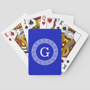 Jeu De Cartes Royal Blue Wt Grèce clé cadre de ligne initiale Mo