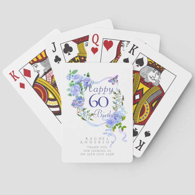 Jeu De Cartes Ruban de Rose Bleue 60e Anniversaire (dos)