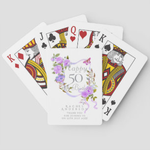 Jeu De Cartes Ruban de rose violette 50e anniversaire