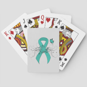 Jeu De Cartes Ruban turquoise avec papillon