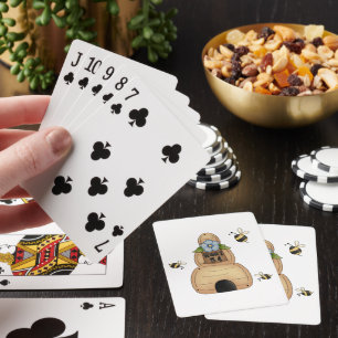 Jeu De Cartes Ruche d'abeille avec fleur bleue et abeilles