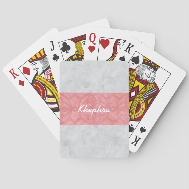 Jeu De Cartes Ruddy rose Batik gris Aquarelle Nom (dos)