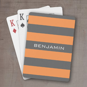 Jeu De Cartes Rugby orange et gris avec nom personnalisé