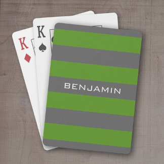 Jeu De Cartes Rugby vert et gris avec nom personnalisé