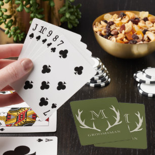 Jeu De Cartes Rustic Army Green Antler Personnalisé Groomsmen Ca