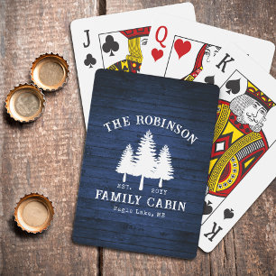 Jeu De Cartes Rustic Country Family Cabine Arbres Blue Wood Impr