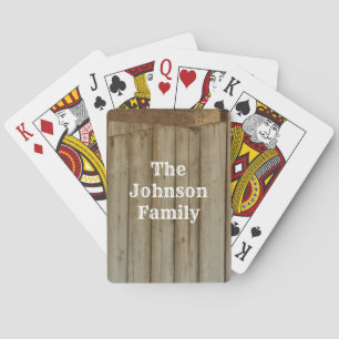 Jeu De Cartes Rustique, bois de grange, nom de famille personnal