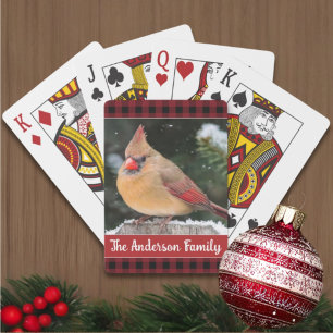 Jeu De Cartes Rustique Noël Plaid Nom de famille Cardinal