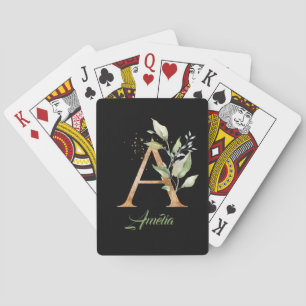 Jeu De Cartes Rustique Un monogramme vert feuillage eucalyptus o