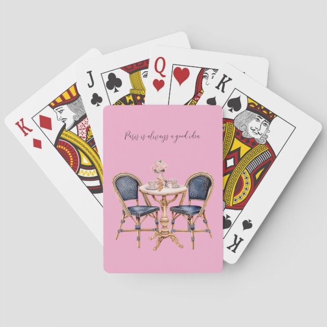Jeu De Cartes Sac à baguettes rose bleu Paris (dos)