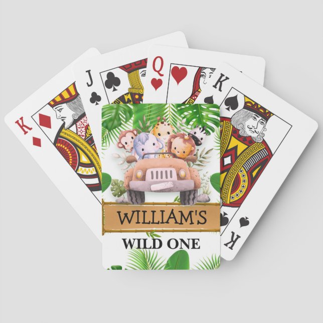 Jeu De Cartes Safari Animaux Wild One JUNGLE Anniversaire (dos)