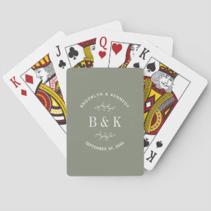 Jeu De Cartes Sage Green Floral Botanogram Nom du couple